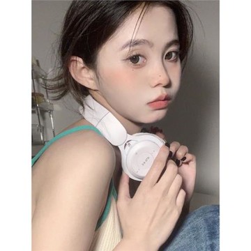 抖音ins同款無線藍牙耳機頭戴式復古女生小巧掛脖式拍照裝飾耳麥