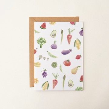 水彩蔬果手繪卡片 萬用卡 生日卡片 感謝卡 藝術卡 彩色賀卡 可愛