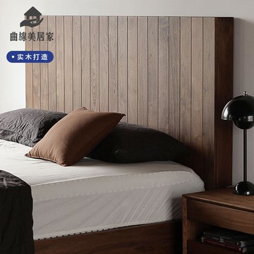 現代北歐簡約黑胡桃 實木床主臥日式高箱床1.8 雙人儲物箱體床收納qxm7241