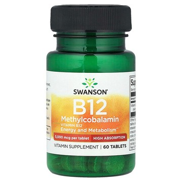 Swanson Vitamins, 維生素 B12（甲鈷胺），5000 微克，60 片