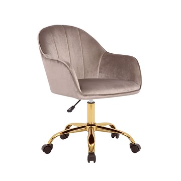 E-home Xenos吉諾斯輕奢流線絨布電腦椅-六色可選 香檳色