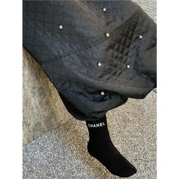 ALEI 秋冬新款簡約氣質重工珍珠墜飾菱格紋A字高腰大擺傘裙半身裙