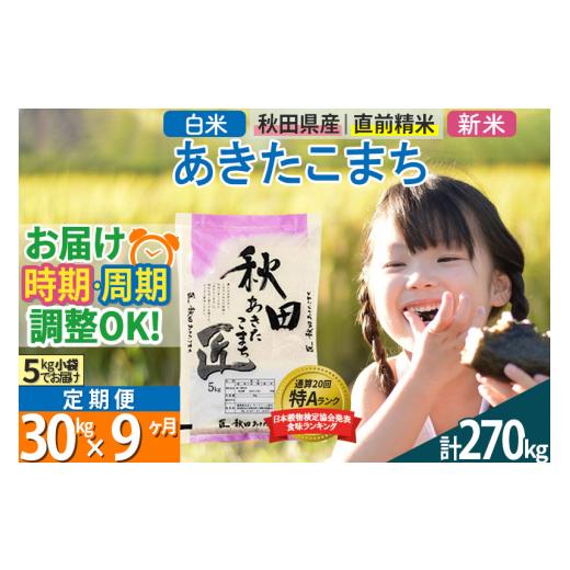 ふるさと納税 秋田県 仙北市 ＜新米＞ 《定期便9ヶ月》秋田県産 あきたこまち 30kg (5kg×6袋)×9回 令和5年産 時期選べる30キロ お米