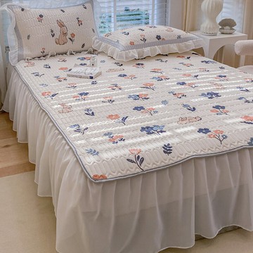 床裙款泰國乳膠涼席三件套1.5米天絲空調軟席子冰絲席可水洗折疊8