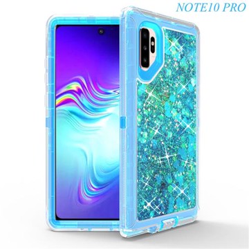 適用三星note10Plus/note9炫彩閃粉雙面全包防摔手機殼透明流沙殼