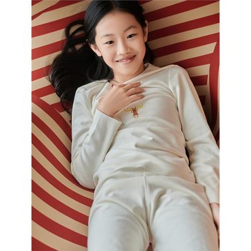 雅贊兒童秋冬內衣男孩女孩秋衣秋褲寶寶德絨保暖無痕信鹿長袖套裝