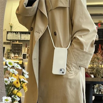 15可斜挎繩子14解放雙手親膚磨砂軟殼古董白13mini適用iphone12蘋果11手機殼