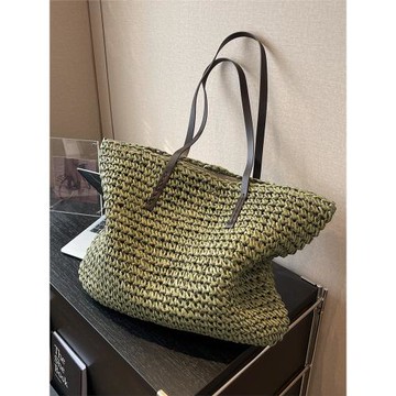 高級質感包包女大容量2025新款春夏百搭編織單肩包通勤草編托特包