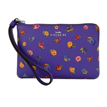 [平輸版]【COACH】經典小碎花印手拿包(紫)