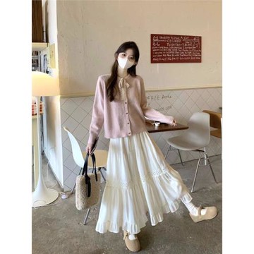 蝴蝶結長袖韓系毛衣開衫外套女秋季2025新款寬松甜美針織軟糯上衣