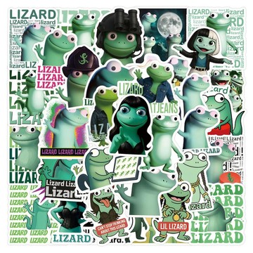 心動販賣機💞50張卡通lizard meme蜥蜴貼紙 手賬 筆記本 文具 手機 水杯 防水貼紙 狸想世界周邊 交換禮物