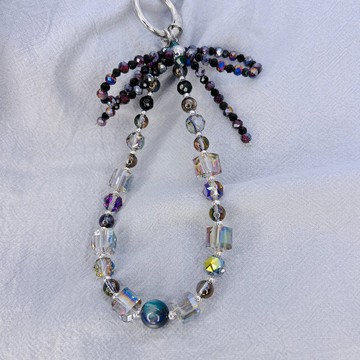 Rom828串珠手機鍊-紫黑焰火262