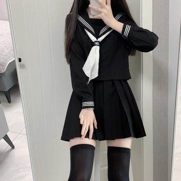 臺灣出貨 免運原創JK正統基礎jk制服裙套裝正版日系學生院黑三本中間水手服套裝0911