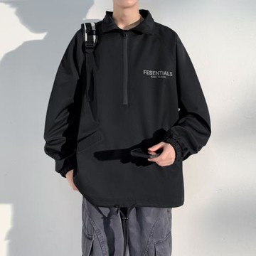 美式機能工裝外套男春秋款潮牌寬松半拉鏈沖鋒衣青少年飛行員夾克