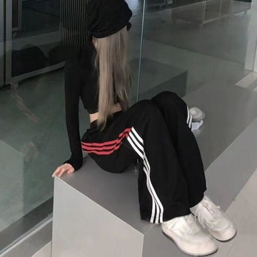 【寬鬆闊腿】女裝 運動褲 韓版 休閒 簡約 直筒 潮流 百搭 闊腿褲 學生 春夏新款 ins