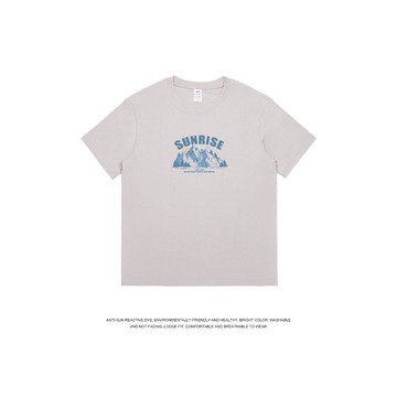 【台灣出貨】男裝230g日照金山印花短袖T恤男純棉潮流寬鬆卡通打底上衣衫女ins