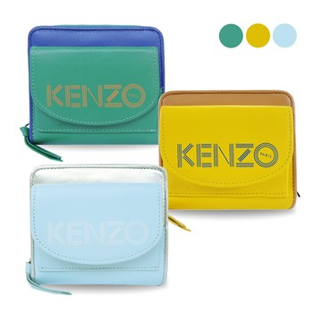 KENZO 雙色皮革翻釦短夾(多色選)