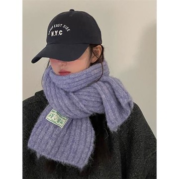 針織圍巾女冬季保暖加厚百搭純色學生韓版高級感圍脖披肩2024新款