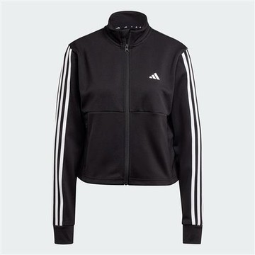 Adidas 女裝 立領外套 排汗 拉鍊口袋 黑【運動世界】HZ5615