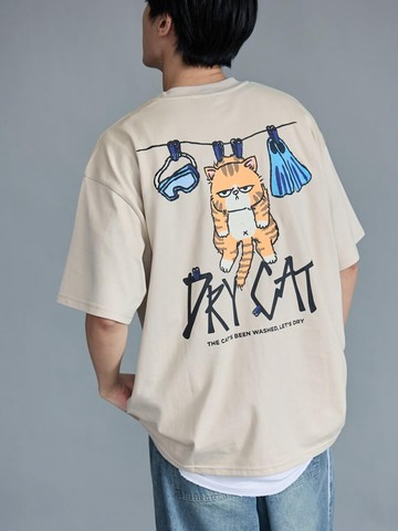 美式草寫英文字TEE (亞麻杏)