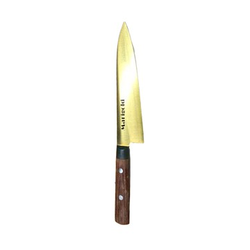 MARIGOLD 和式木柄小牛刀 附內絨面夾式刀鞘 95g  電鍍金  180mm  1支