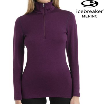 零碼特惠 Icebreaker Tech BF260 女款 半開襟長袖上衣/美麗諾羊毛排汗衣 104390 853 葡萄紫