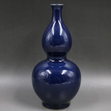 清康熙祭藍釉葫蘆瓶仿古家居復古裝飾瓷器擺件古董古玩老貨收藏1入