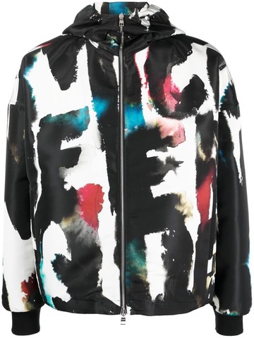 Alexander McQueen `Watercolor Graffiti` Printed Windbreaker