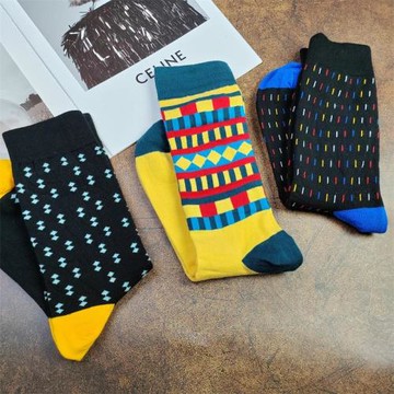 外貿日單男襪純棉高筒商務襪中高腰男士個性潮襪西裝大碼男人襪子