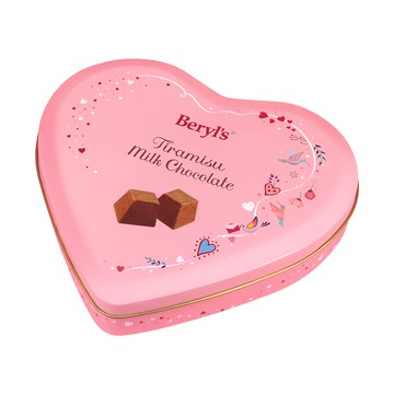 Beryl's 提拉米蘇風味牛奶巧克力 80g 心型鐵盒裝  1盒