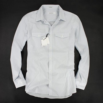 美國百分百【全新真品】Calvin Klein CK 夏季 淡色 淺色 條紋 薄襯衫 上班族 商務 S M 2XL號