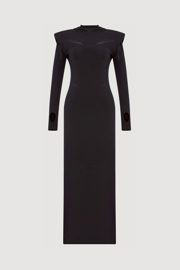Clawless Maxi Hooded Dress Black