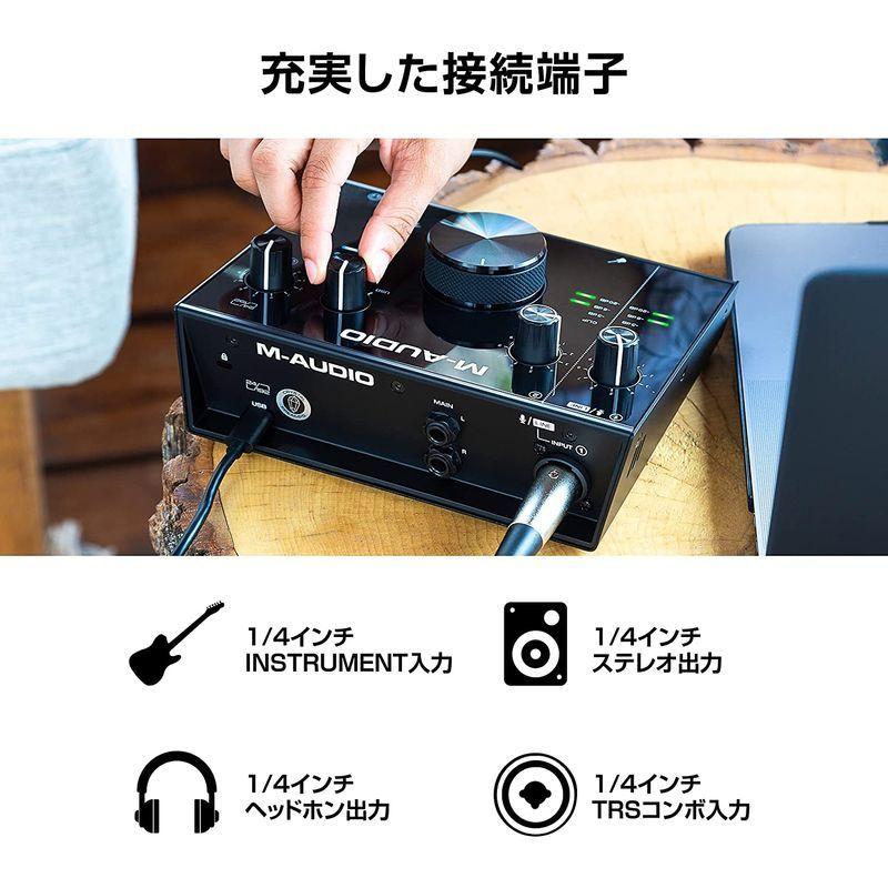 M-Audio USB USB-C オーディオインターフェース 2イン 2アウト 音楽制作ソフト付 再生 ハイレゾ音源 宅録 低ノイズ DT