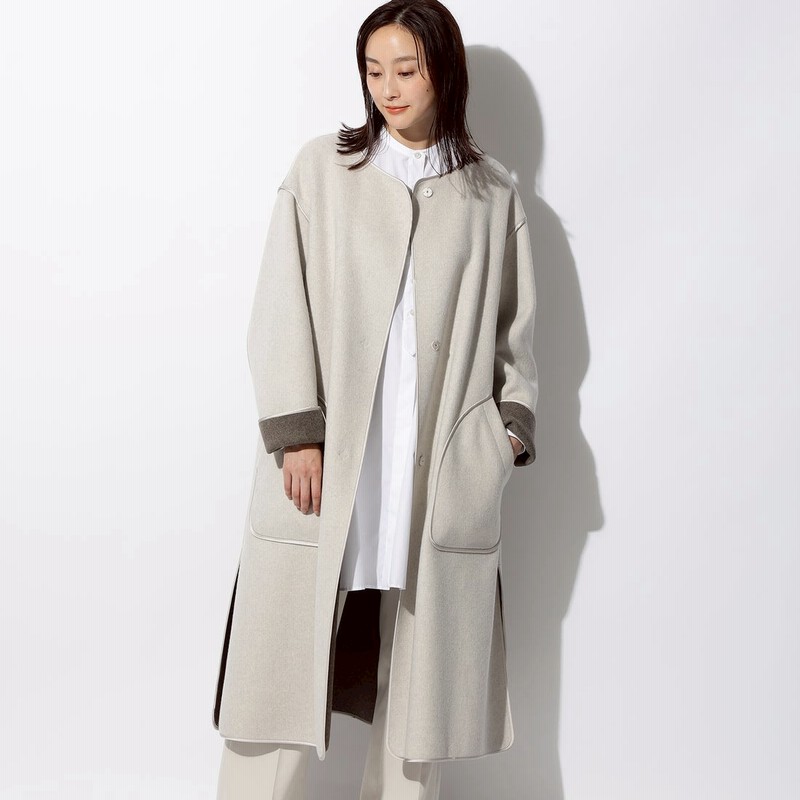 サンヨーコート Sanyocoat リバーシブル ノーカラーコート オフホワイト 通販 Lineポイント最大1 0 Get Lineショッピング