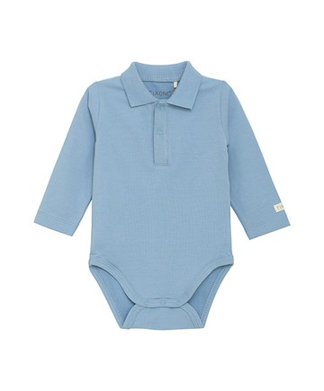 素面藍色長袖包屁衣74cm