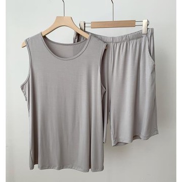 背心短褲套裝男士夏季休閑莫代爾棉睡衣寬松可外穿青年運動家居服