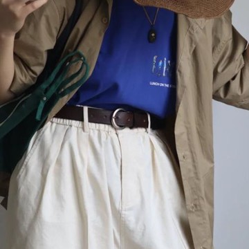 夏手工復古銀色圓頭女ins風皮帶