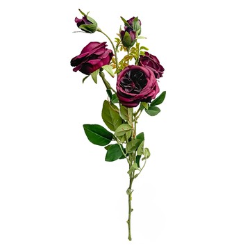 FLORAL M 英式溫莎城堡花園薔薇仿真花花材  勃根地紅  1個