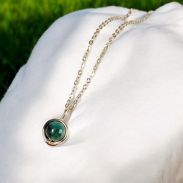 Soli【5月誕生石】綠寶石吊墜頸鏈 / 14KGF / 925純銀 / 天然石