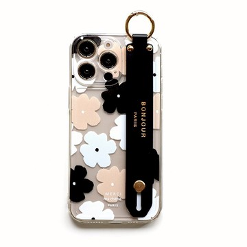iPhone16/15/14小紙花透明手帶手機殼
