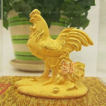 [協貿國際]   絨沙金十二生肖雞擺件