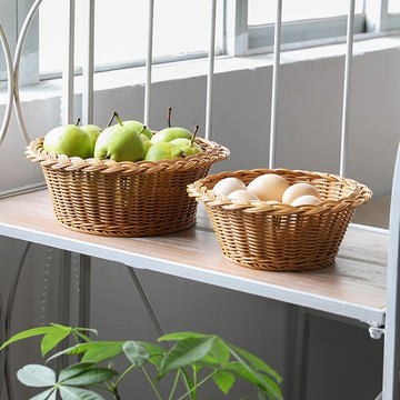 簡約水果籃仿藤編織面包籃雞蛋筐客廳家用果盤零食收納筐