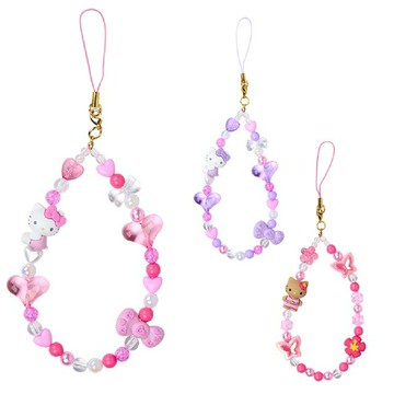 小禮堂 Sanrio 三麗鷗 Hello Kitty 造型串珠手機吊飾 (澀谷辣妹)