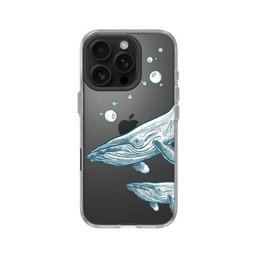 iPhone 16 Pro Clear Case（相機按鈕） 透明 - MYMY REVERZ TATTOO - 鯨魚母子