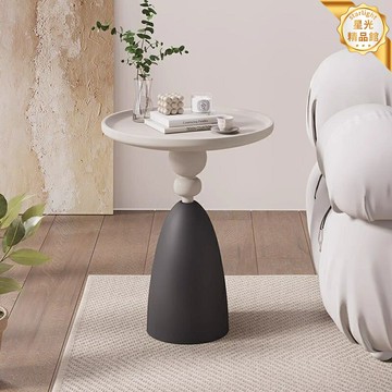 【奶油風輕奢】邊幾 角幾 沙發邊幾 床頭櫃 客廳邊桌 圓形小桌子 設計師款 巖板檯面 實木腿 北歐簡約風