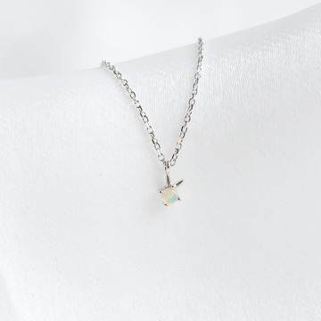 蛋白石925純銀兔子項鍊