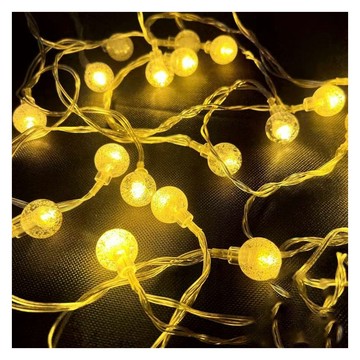 摩達客 浪漫氣氛LED造形聖誕燈串 20燈 透明線 USB充電 八段功能控制 氣泡圓球  暖白色  1組