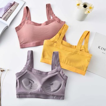 清倉特價純棉抹胸內衣女固定胸墊無鋼圈裹胸防走光學生運動背心式