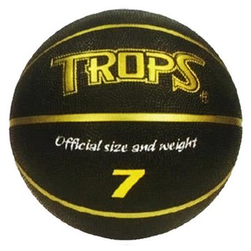 特波士TROPS黑色金深溝刻字籃球/40171-2/橡膠/黑/金