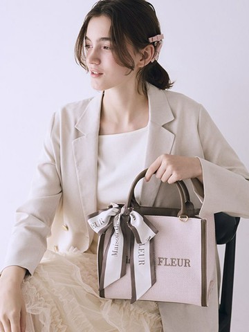 小香風仿皮滾邊方形手提/側背包-附絲帶(08001958500) - Maison de FLEUR